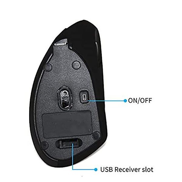 Ergonomisk Optisk Mus 2.4ghz Vertikal Mus Universal Bærbar Mus Stasjonær Datamaskin Trådløs Mus