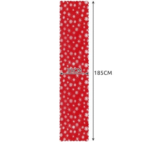 Julebordsløper 185x35 cm rød med hvite snøflak polyester