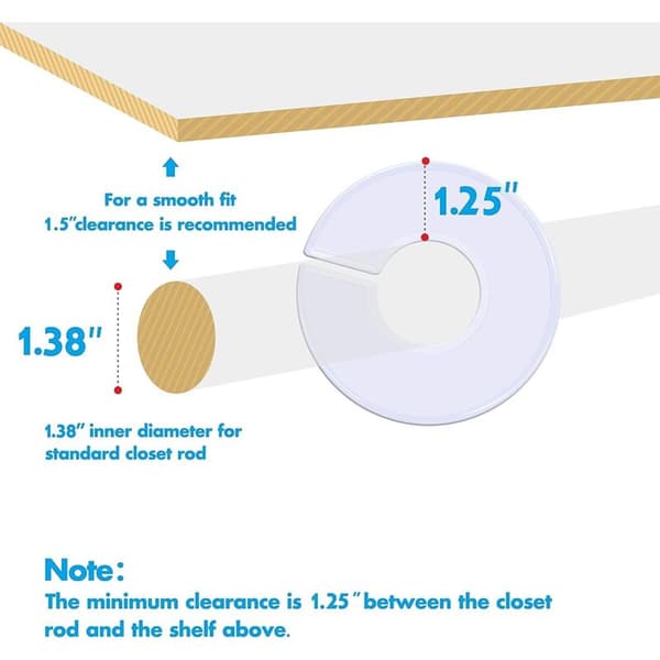 Sæt med 30 runde hvide bøjleafdelere til skabe (9 cm udvendig diameter, 3,5 cm indvendig diameter)