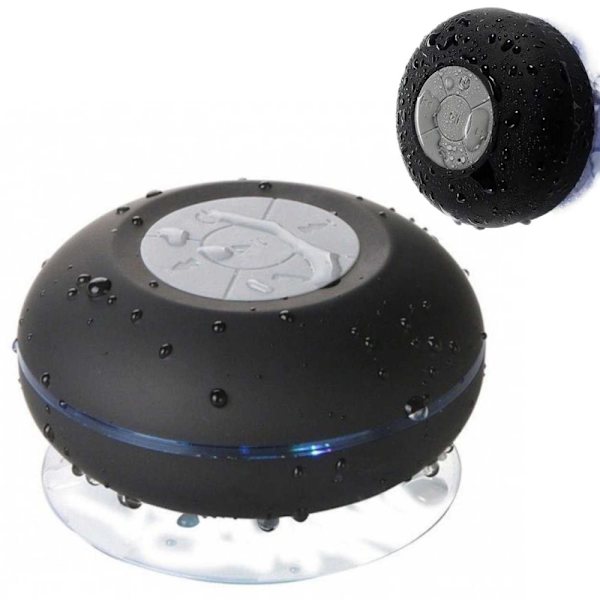 Waterproof Shower Speaker - Bluetooth Speaker with Suction Cup Black