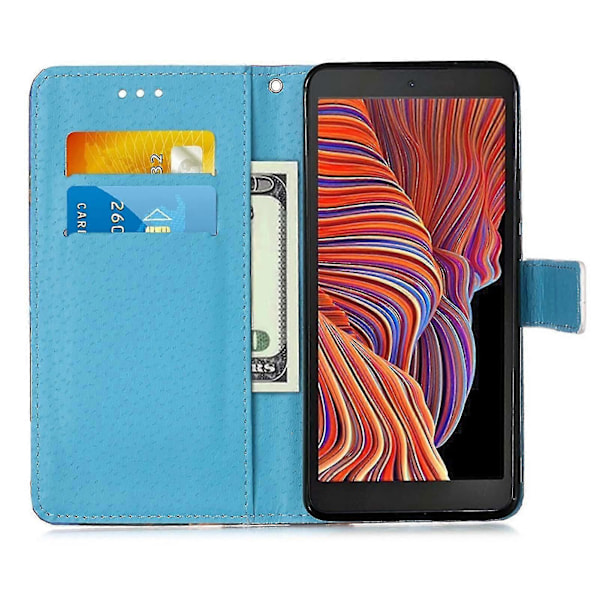 Kompatibelt med Samsung Galaxy X Cover 5 Fodral Läder Flip Plånboksfodral med Kortplats Hållare Ställ Mönster - Datura