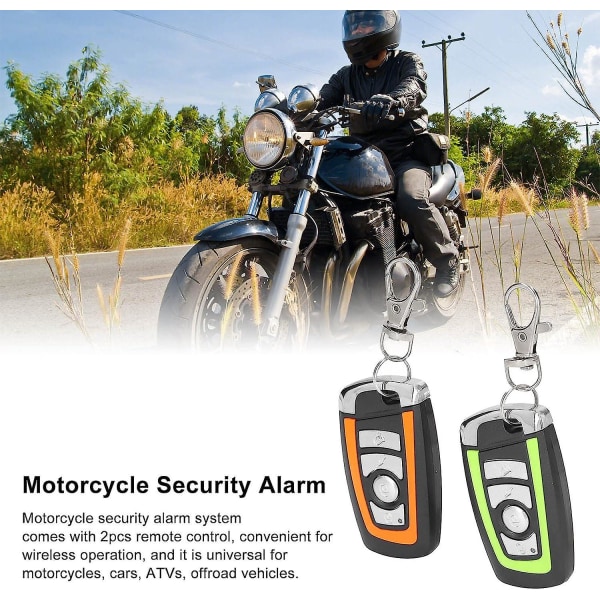 Motorcykellarmsystem,KIMISS 12V säkerhetslarmsystem Stöldskydd med 2 fjärrkontroller Universal för ATV Offroad Vehicle_SSDLV