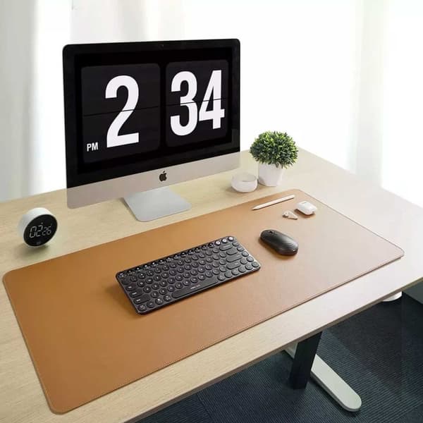Two-sided Desk Pad Brown Gray 80x40cm Leather