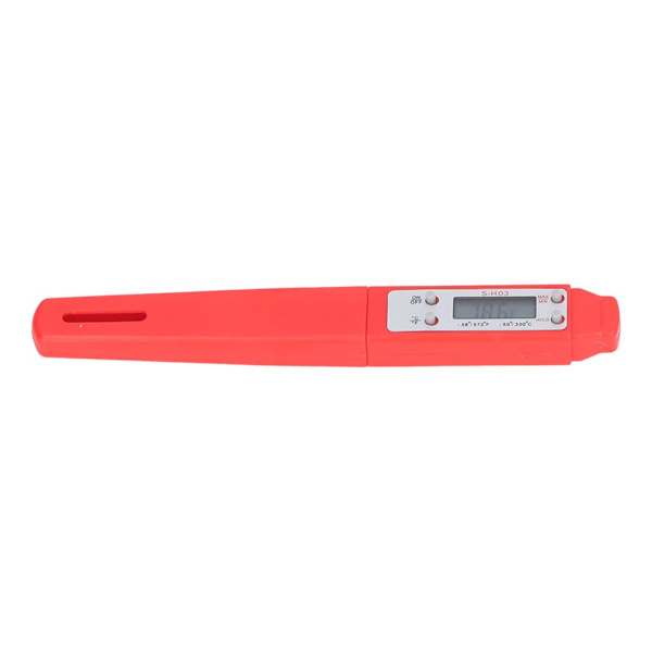 High-precision digital food thermometer - Automatic calibration, pen model, red