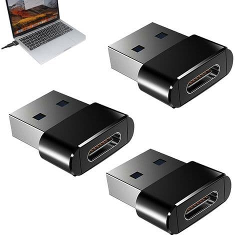 Pakke med 3 USB-C til Type-C-adaptere, USB-C-adapter, kompatibel med Samsung, velegnet til bærbare computere og tablets (sort)