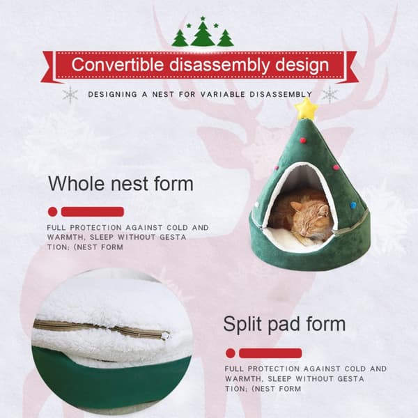 Koselig trekantet katteseng - Juletredesign