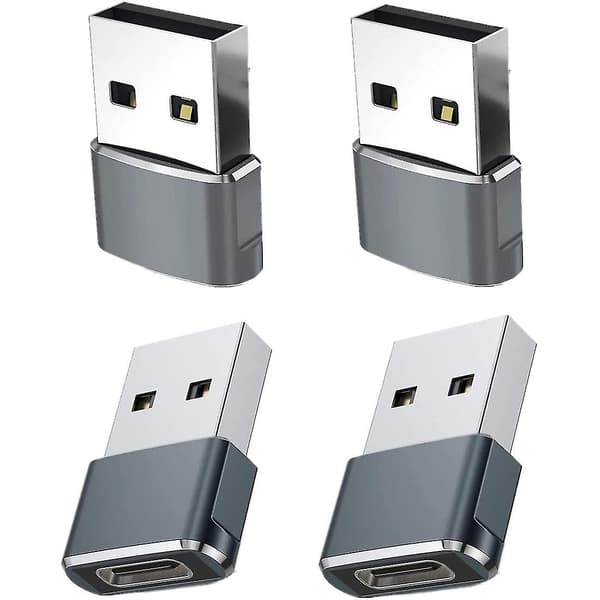 4 kpl USB-C naar USB-A-adapter, harmaa