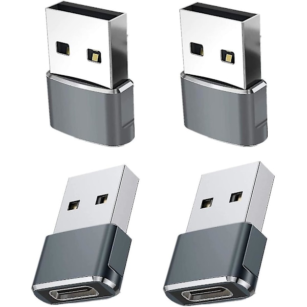 4-pak USB-C Hun til USB Han Adapter, grå