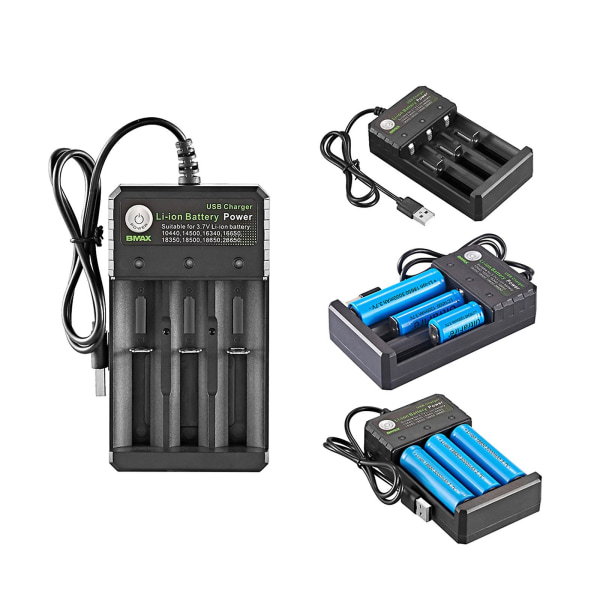 Fast Charge 3 Bay 18650 Batteriladdare USB Smart Universal Uppladdningsbar Batteriladdare För 3,7v Li-ion Tr Imr 14500, 16340, 16650, 18350 So On Batte