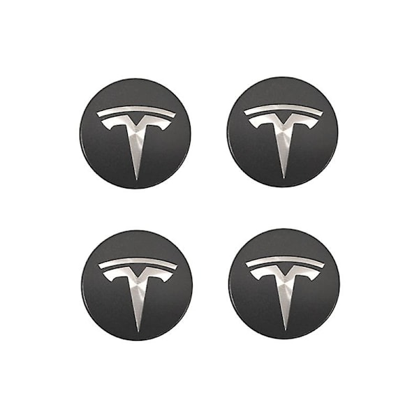 XYC Passar till tesla Tesla modell 3 hjulnavkapsel logotyp - mörkgrå silver logotyp (fyra pack)