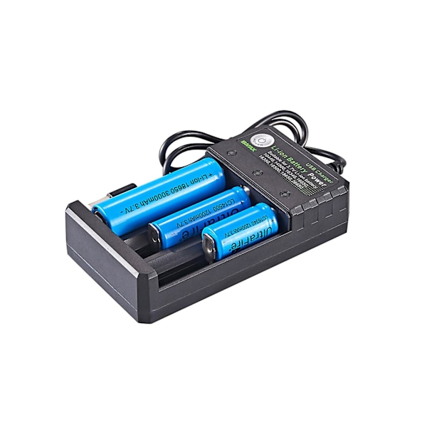 Hurtig opladning 3-bays 18650 Batterilader USB Smart Universal Genopladelig Batterilader til 3.7V Li-ion TR IMR 14500, 16340, 16650, 18350 osv. Batterier