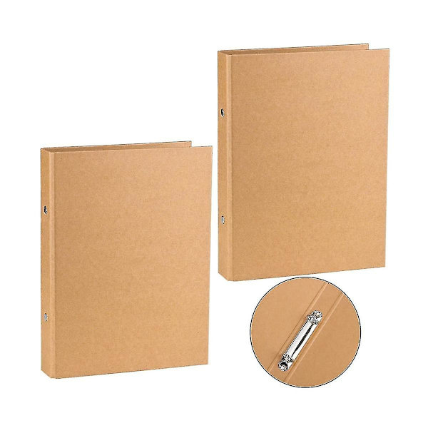 2 st A5 Påfyllningsbara Ringpärmar A5 Kraftpapperspärmbricka med 2 Ringar för att Lägga till Lösa Blad A5 Kraft