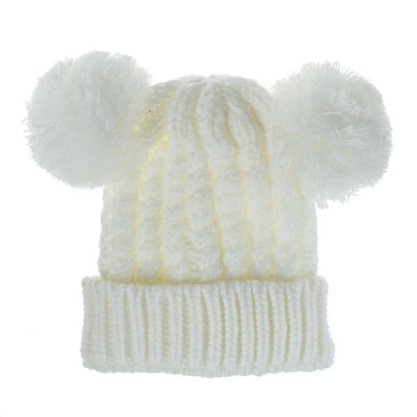 Vinter Børnehat Baby Piger Varm Strikket Hat Pelsbolde Pompom Sød Hue til Piger.