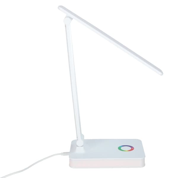LED-skrivebordslampe USB touch 3000–6000K RGB foldbar arm hvid