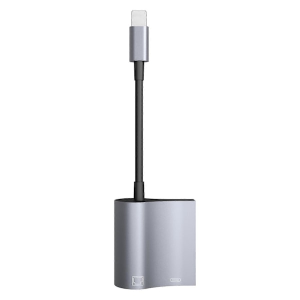 Lightning-gränssnitt till RJ45 Ethernet-adapter 2 i 1 LAN-nätverksadapter Stöd för 10/100 Mbps Driver-fri Gigabit-nätverkskabelomvandlare