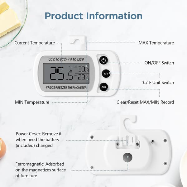 Termometer, hygrometer med probe, vejrstation indendørs, udendørs, digitalt termo rumtermometer