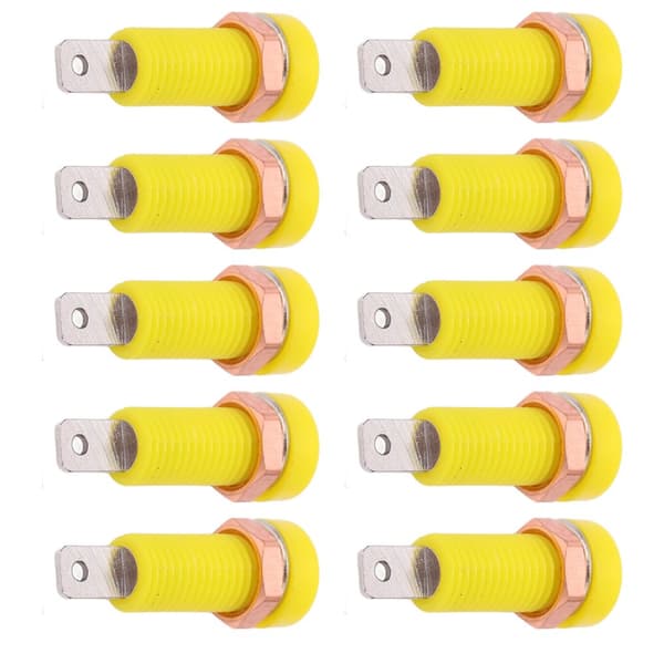 4mm Banana Jack Socket Mounting Terminal - 10pcs Yellow Panel Adapter for Electronic Instruments