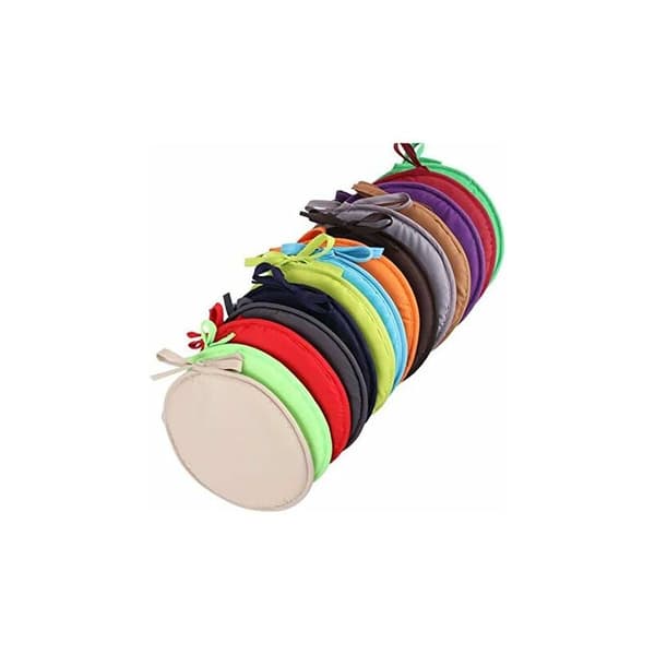 Sett med 4 runde stolputer til spisebord og stoler med snor, 38 cm, oransje