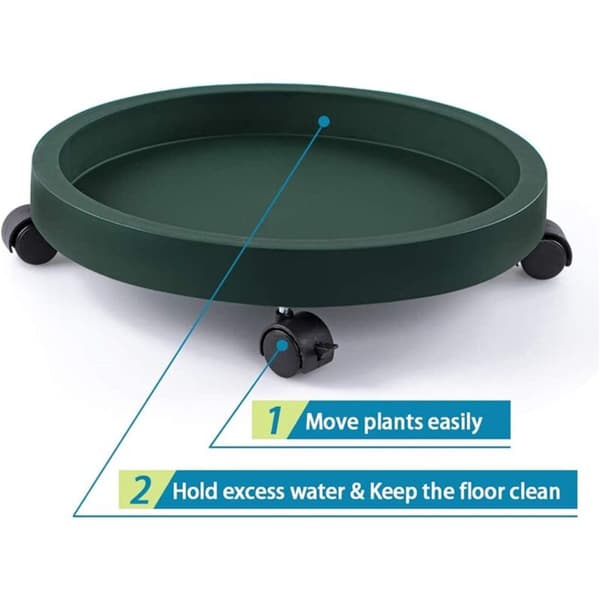 2-pack runda växtställ, blomkrukshållare, mobil växtbricka med hjul, innerdiameter: 24,5 cm/mörkgrå