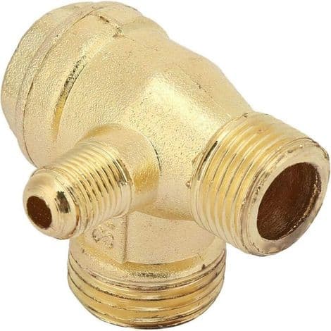 (4,1×3,7×3,7 cm) Tilbakeslagsventil for luftkompressor, 3-ports pneumatisk ventil i messing, for sentral luftkompressor