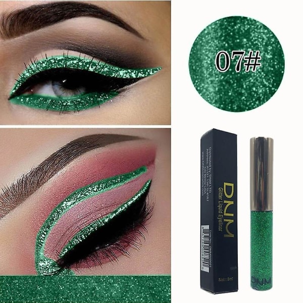 16 färger flytande eyeliner färgglad glitter vattentät långvarig snabb