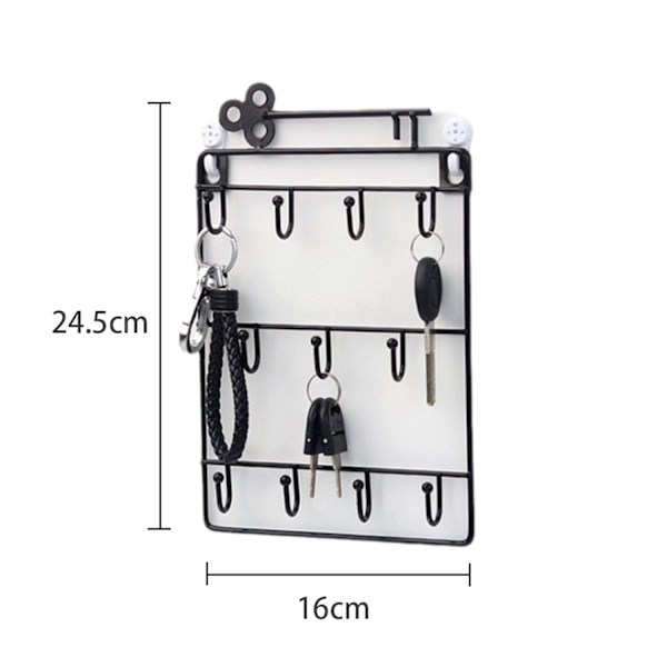 Wall Mounted Key Holder with 11 Hooks Black