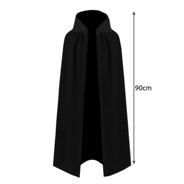 Tryllekunstnerkostume til børn, sort, 4 dele, kappe 90 cm, hat, tryllestav, briller