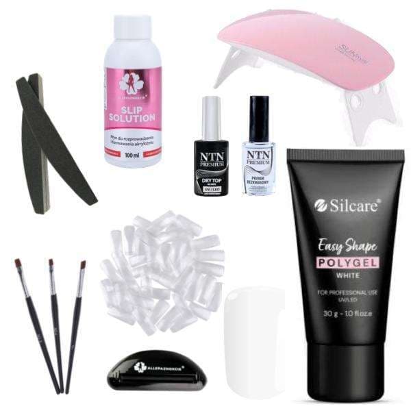 11-piece Acrylic Gel - Poly Builder Gel Kit with LED Lamp - White
