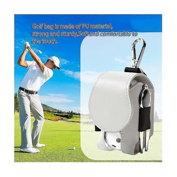 2 stk. Golf Tee Taske Boldpose Mini Læder Golfbold Opbevaringstaske Holder Hold Golf Opbevaringstilbehør