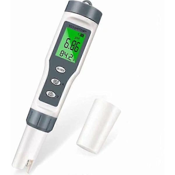 PH-mätare, 3-i-1 Elektronisk Simbassäng PH-mätare, TDS-mätare Temperatur, Vattenkvalitetsmätare med LCD-display och Läsnoggrannhet
