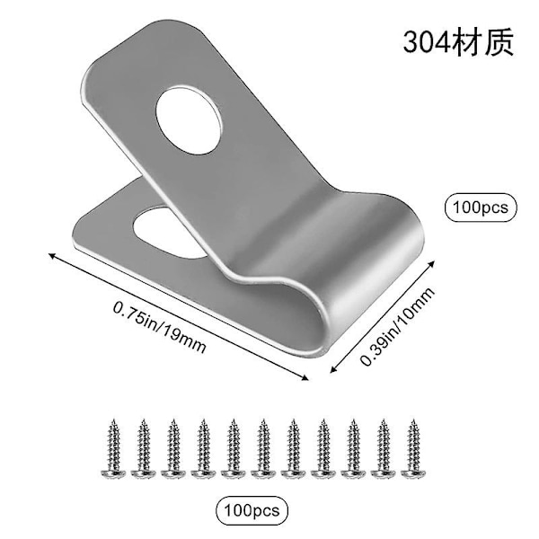 100 kpl Ruostumattomasta Teräksestä Valmistettuja Maatila-Aitauskiinnikkeitä Johdinruuveilla