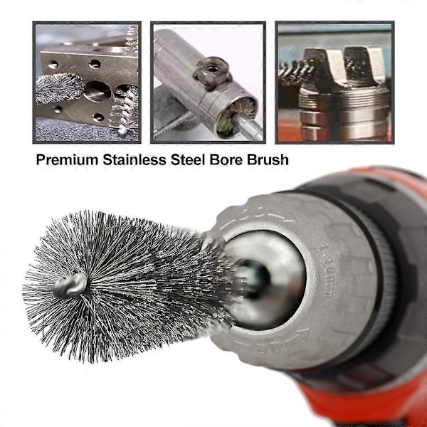 5 stk. 8 mm rengjøringsbørster i rustfritt stål med børster i rustfritt stål for elektrisk drill, slipende stålbørste med 1/4\" sekskantskaft