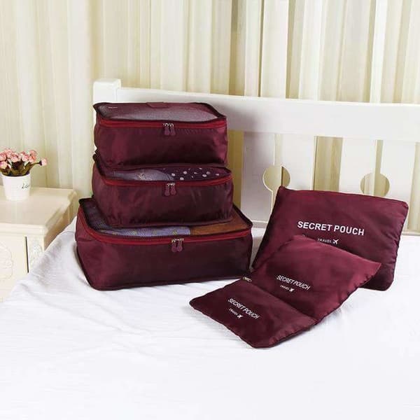 Burgundy 6-piece suitcase inserts