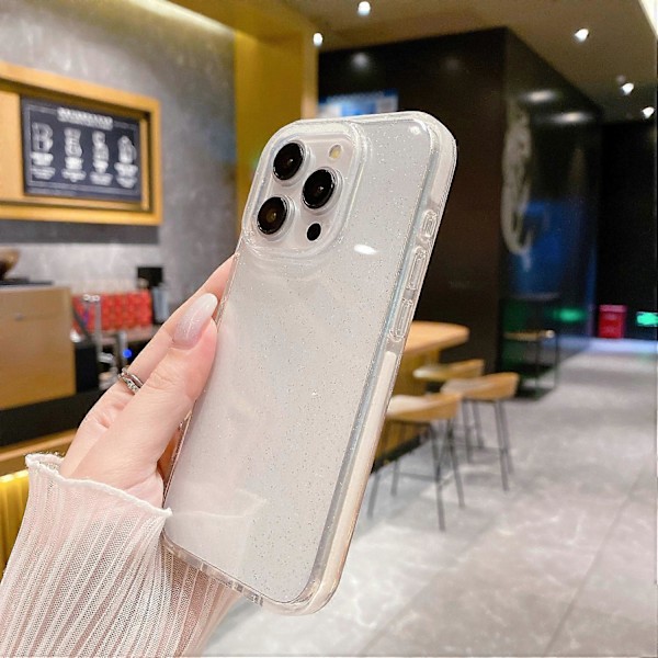 För iPhone 15 Pro Max Transparent Skal Glitter Damm PC+TPU Fallskydd Skyddande Skal