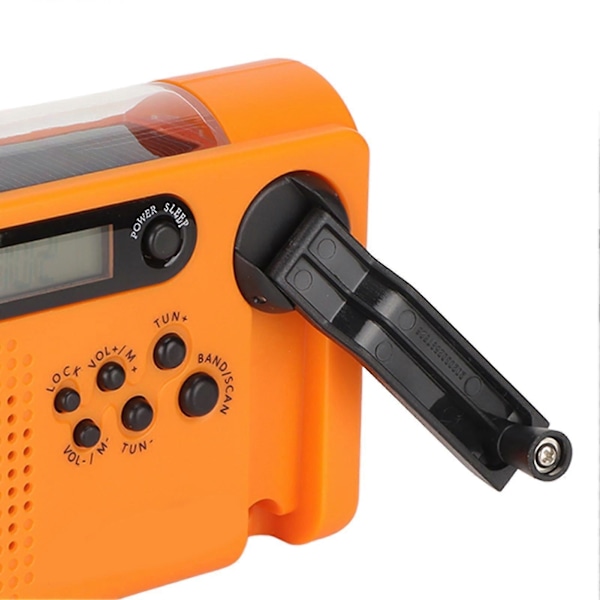 Nødradio Bærbar SOS-alarm Stor Minnekapasitet FM AM SW Solcellelading Fullbåndsradio Oransje
