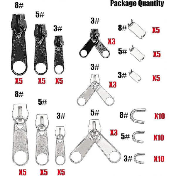 Dragkedja Reparationssats Ersättningsslider: 85st Dragkedja Bottenstopp Ände - Fixa Dubbel Dragkedja Drag Ersätt #3#5#8 Nylon Spiral Dragkedja För Jacka Bagage Jeans