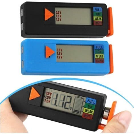 1 digital batteritester med LCD-skærm, strømdetektor til AA AAA 9V batterier, 1,5 til 9V rækkevidde, bærbart lommeformat (sort)