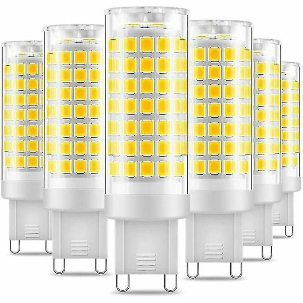 G9 LED-lampa, 6-pack, 7w flimmerfri, kallvit 6000k, 650lm, energisparekvivalent 60w halogen, 360 graders vinkel, Ac22