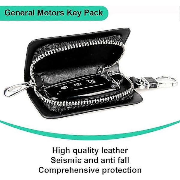 1 Svart Bilnyckel Fob, Läder Bilnyckel Fob, Nyckel Fob Skydd, PU Läder Nyckel Fob Skydd med Bilnyckelring, Mini Myntficka, Nyckel Fob Skydd för W
