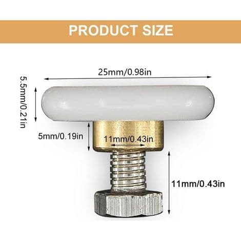 Skydedørsrulle til bruser, brusedørsruller, 27 mm 4-delt bruserullesæt, reservedel til skydedørsbruser, Butyeak
