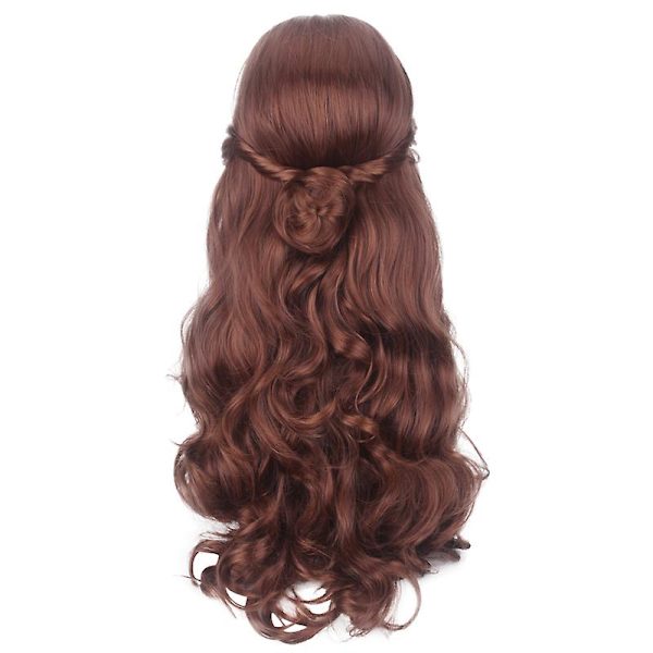 65cm Skönheten och odjuret Prinsessan Belle Cosplay Peruk Kvinnor Brun Lång Vågigt Hår Halloween Fest Rollspel Kostym Peruker