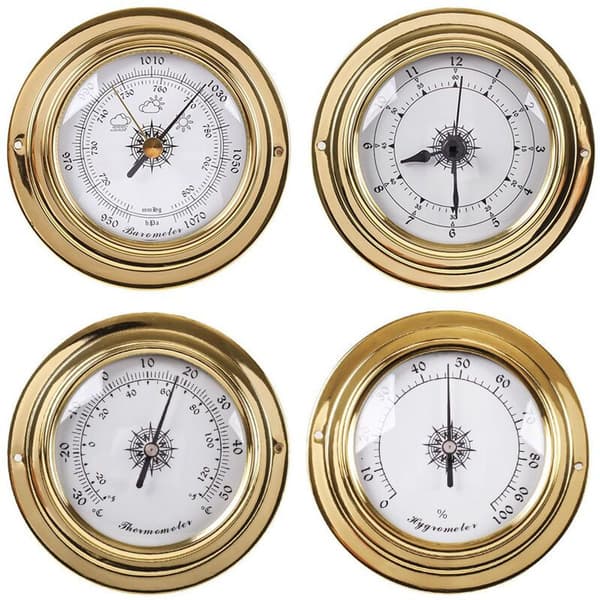Analog vejrstation - barometer, termometer, hygrometer 4 dele