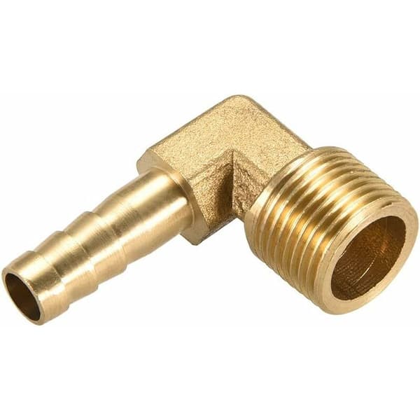 90° hullingförsedd mässingsslangkoppling, 8 mm armbåge, 3/8\" hane, 2 stycken