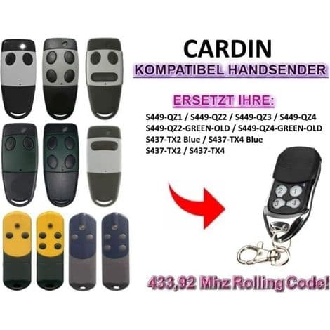 Cardin S437/S449 Erstatningsfjernkontroll - 433,92 MHz - Kode