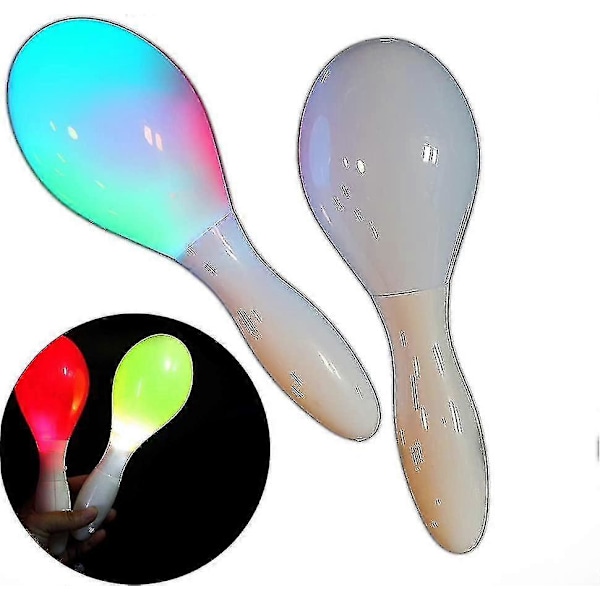 2 X Lysende LED Blinkende Maracas Flerfarvet Sensorisk Legetøj