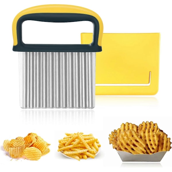 Vågig Skärare Potatischips Skärare Rostfritt Stål Potatisskärare Chips Våffelfries Skärare Vågig Blad Skärare