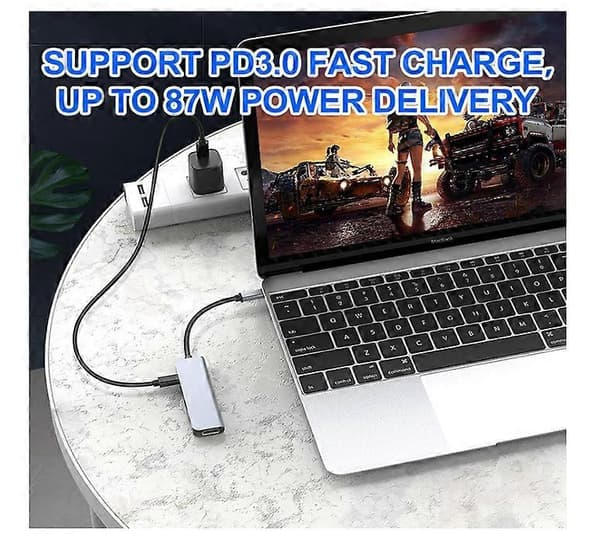 4-i-1 USB C Docking Station, USB C Hub, Adapter for MacBook, Mac Pro, Mac Mini, iMac (Grå)