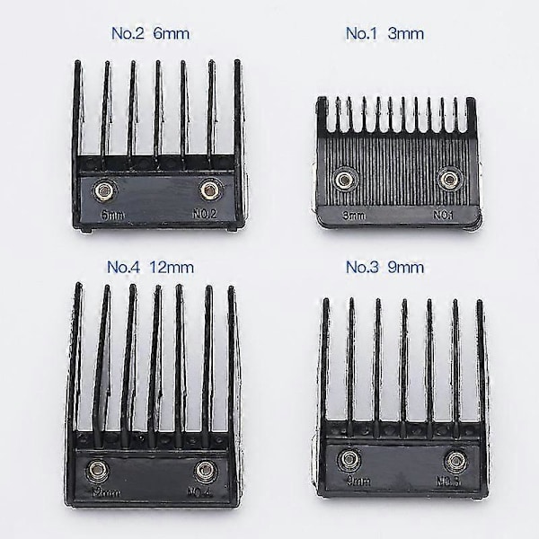 4 Liitäntäkampasetti Wahl-leikkurille, metalliselkäiset leikkuuopastuset 3mm 6mm 9mm 12mm