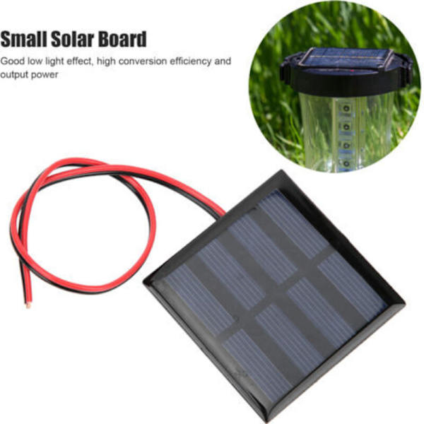 Mini solpanel, 5 stk., Strømmodul, panel med 30 cm rød og sort ledning, DC2V 150mA