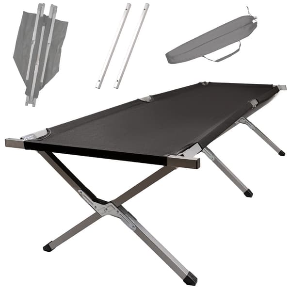 Folding Camping Cot 190.5x70.5 cm 150 kg Black with Bag